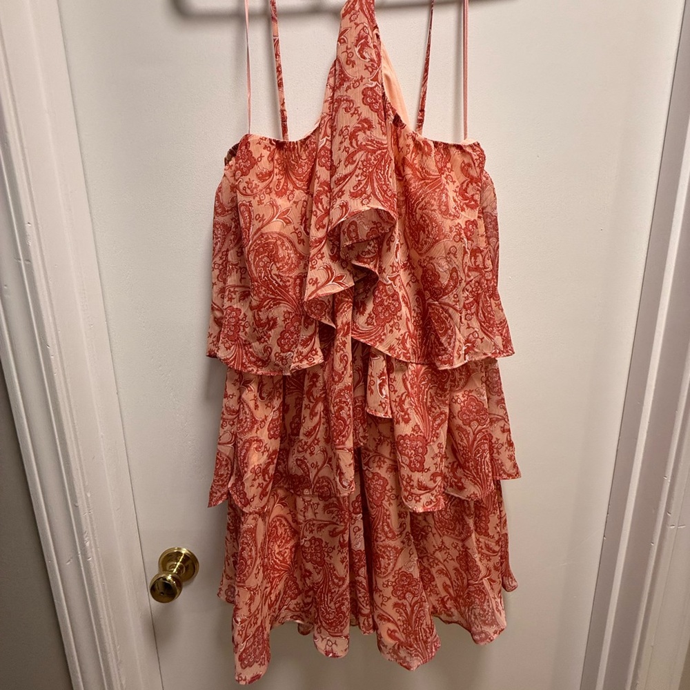 Red Paisley Ruffle Dress